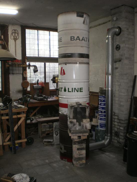 Batch rocket shop heater, third barrel